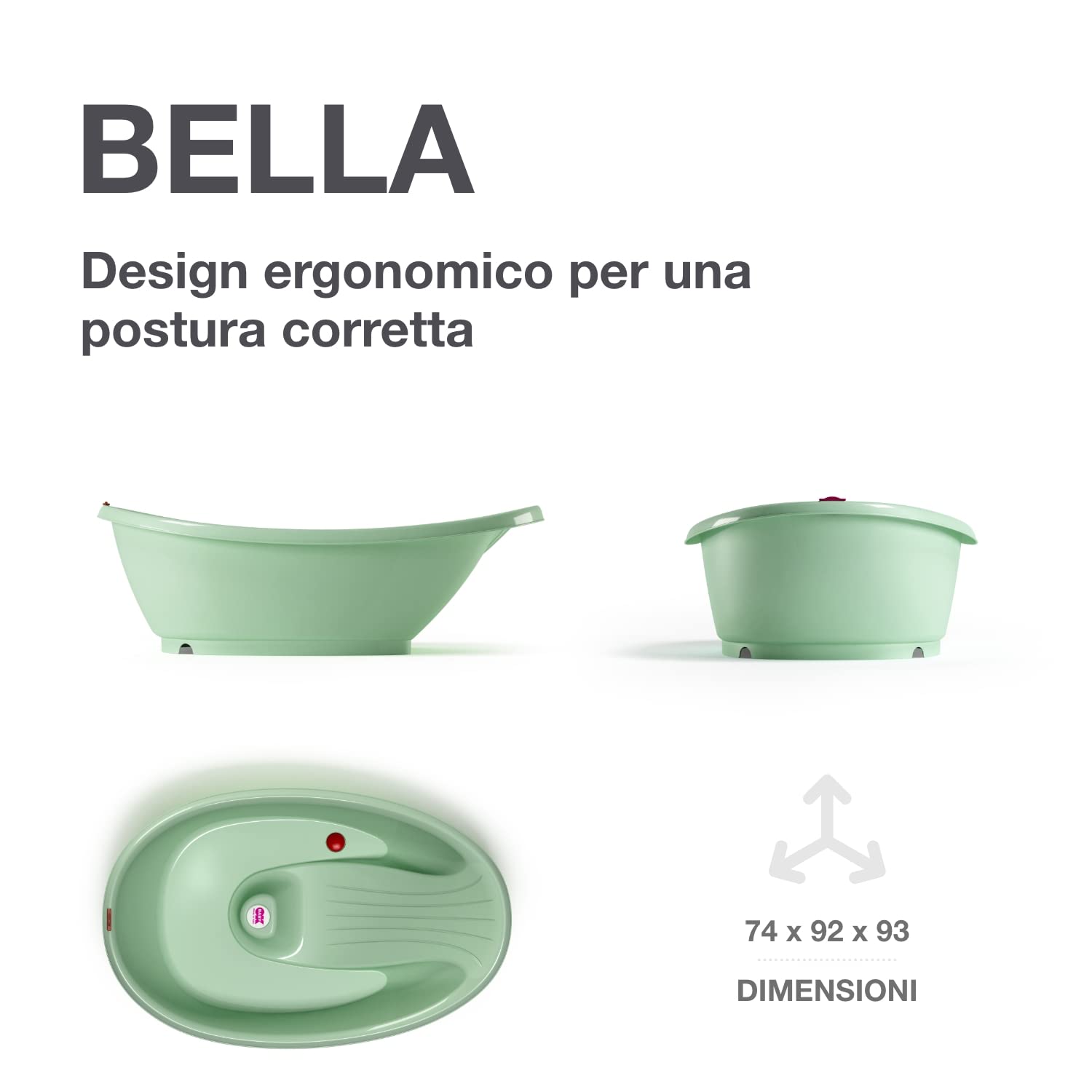 OKBABY Bella - Vaschetta Avvolgente per il Bagnetto del Neonato 0-12 Mesi - Verde