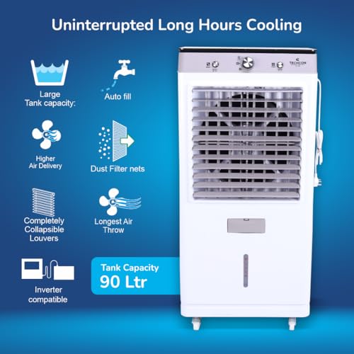 Image of GTS 70 Air Cooler | 70L Tank Capacity | 28mm Bearing Motor | Auto Swing | High Air Throw | Inverter Compatible | Honeycomb Cooling Pads | 1+1 Year Warranty