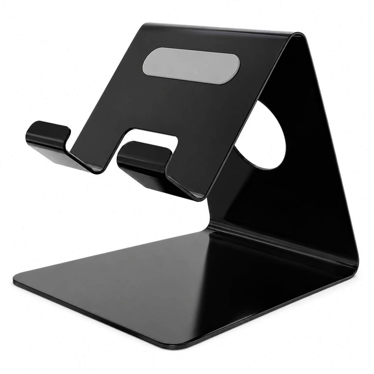 amazon basics Desktop Mobile Stand Phone Mount Tabletop Holder for Phones and Tablets - Black