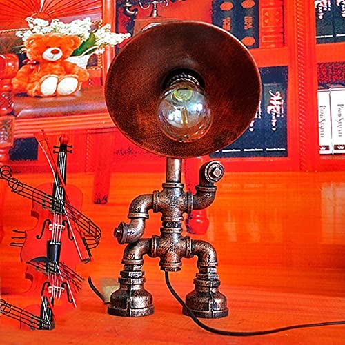 Lampe de table LED robot en fer forgé rétro avec douille E27 pour bureau - 4