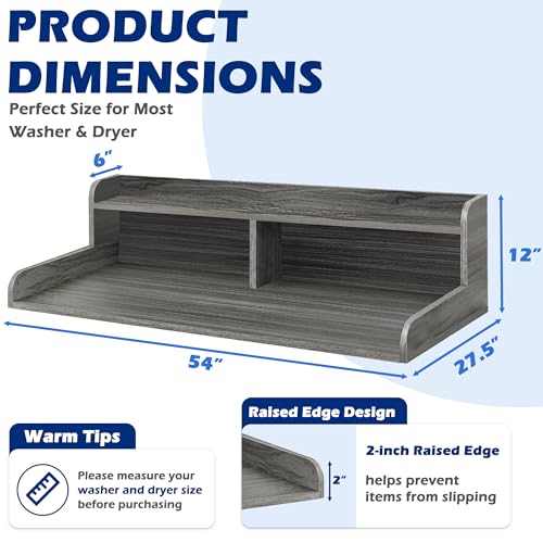 Image of Royxen Laundry Countertop with Storage Universal Fit, Washer and Dryer Countertop with Shelf, Laundry Room Storage, 2-Tier Shelf (Eucalyptus)