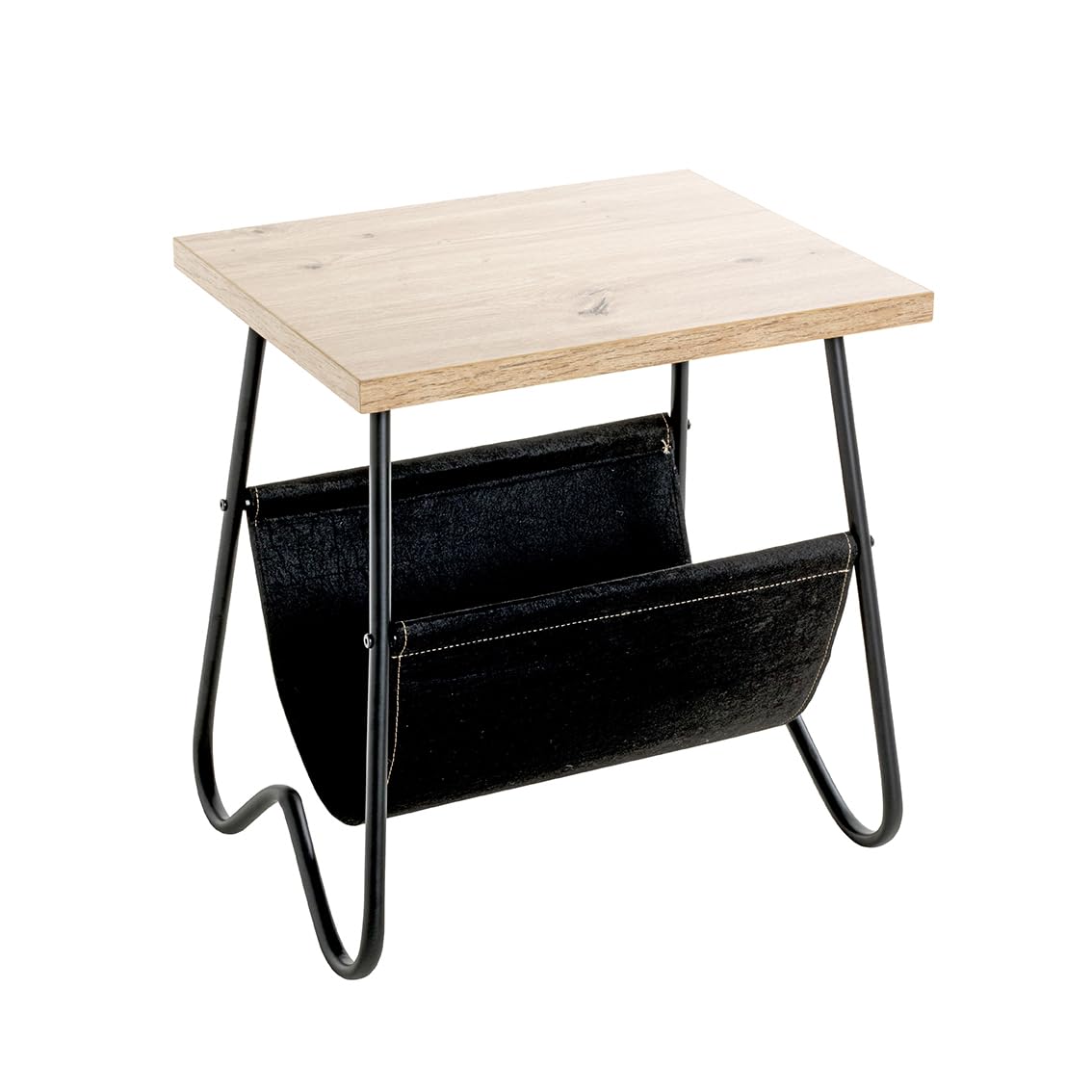 Mesa auxiliar roble moderno HAKU de metal y madera con almacenamiento para salón
