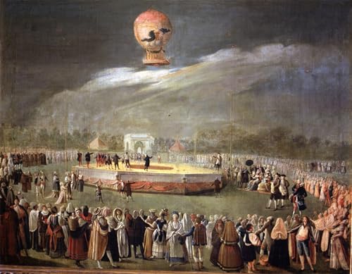 Art tableau ascension en montgolfière d'Aranjuez œuvre Carnicero sur toile
