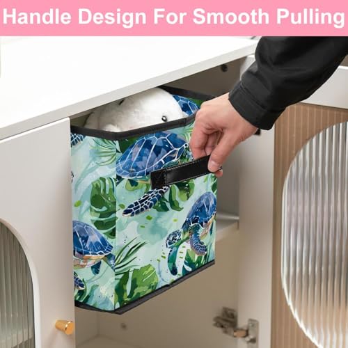 Boîte de rangement tortue cube pliable avec double poignées linge