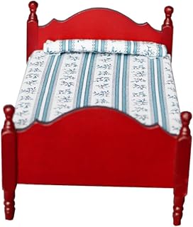 SEWACC 1Pc Brinquedos Vintage Miniture Móveis Para Casa De Brincar Cama De Brinquedo De Madeira Em Miniatura Conjunto De Móveis Para Casa De Boneca De Madeira Cama De Solteiro Modelo De
