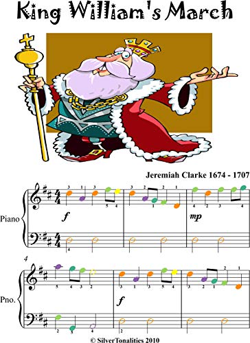 King William's March Easy Piano Sheet Music with Colored Notes (English Edition)