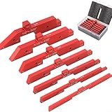 Holzbearbeitungs-Setup-Blöcke, 7-teilig, Aluminiumlegierung, Messblock-Set mit Linealmarkierungen für Zaunherstellung, Tischsäge, Fräser, Zubehör, präzise Höhenverstellung, 1/16 Zoll bis 1 Zoll (rot)