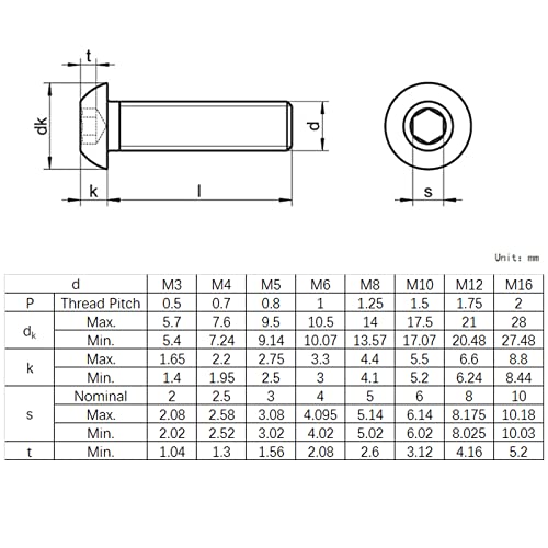 M3/M4/M5/M6/M8/M10 Head Bolts Screws A2 Stainless Steel Socket Allen Key Dome Head Bolt, Silver, M6/20mm - Image 2