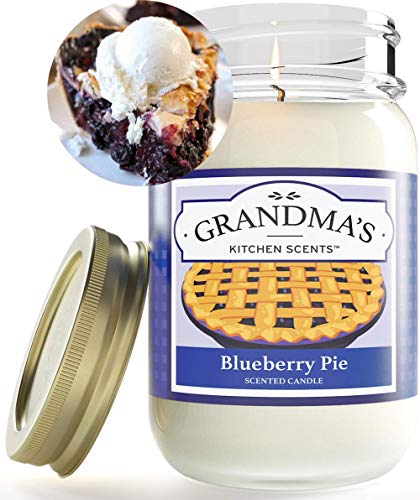Blueberry Pie Scented Candles for Home | Non Toxic Long Lasting Soy Candles | Delicious Scent | Large 16 oz Mason Jar | Hand Made in The USA