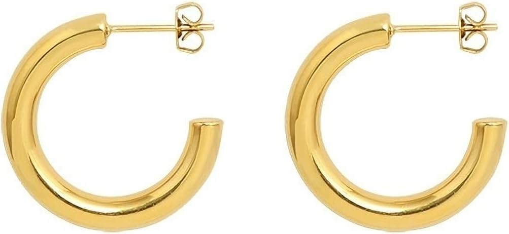 NEWTRENDS Gold Hoop Earrings for Women Hypoallergenic Thick Open Twisted Huggie Hoop Jewelry for Birthday/Christmas Gifts