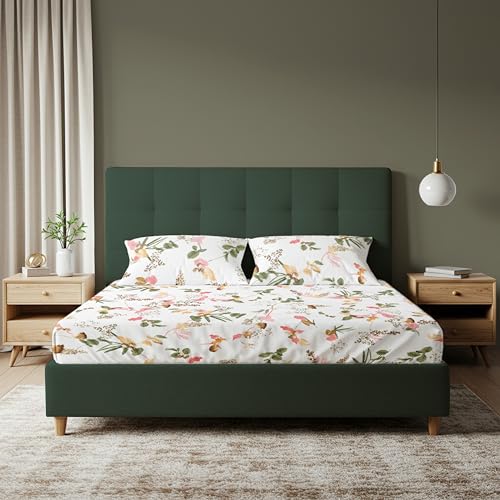 Image of Urban Space 200 TC 100% Cotton Elastic Fitted Bedsheets King Size with 2 Pillow Covers, Pure Cotton Fitted bedsheets for King Size Bed (Blossom Peach, Size 78 x 72 inches)