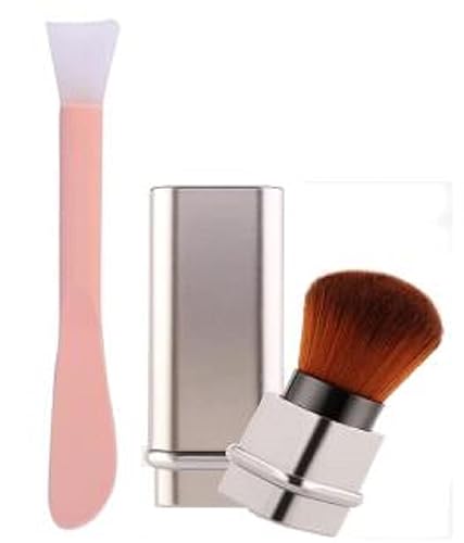 KuaileBaby Cepillo de maquillaje retráctil Kabuki, cepillo portátil para polvo con cubierta para rubor, bronceador, polvo impecable