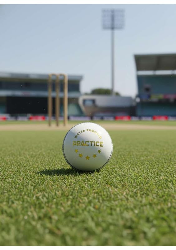 Image of Durable Leather Cricket Balls | Practice Match Use, Swing & Seam Optimized White Ball - Pack of 6