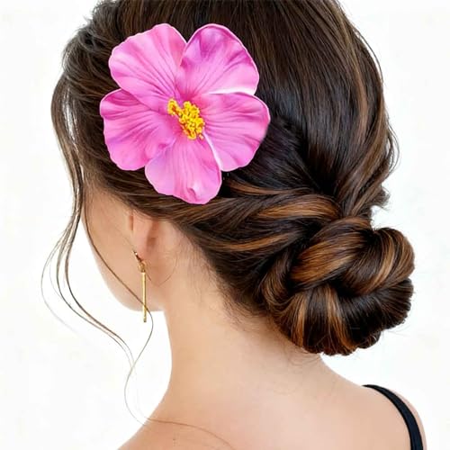 Cybche Clips de cheveux de fleurs hawaïennes Barrettes à cheveux floraux violet Clips de fleurs artificielles Plumeria Clip Barrette Plumeria Hibiscus Hairclip Épingle à cheveux de mariage de mariée – vue 4