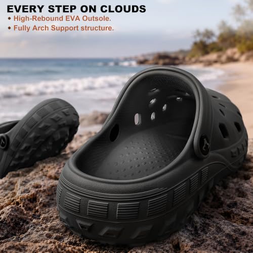 Image of KEMISANT Cushioned Clogs Mules for Men Garden Beach Water Fun-Lightweight | EVA Cushioned Footbed| Arch Support | Slip-resistant | Unisex