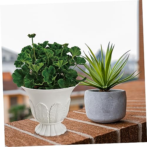 Pot de fleurs décoratif style romain en plastique blanc large ouverture