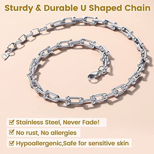 Keystyle Paperclip Chain Necklace For Women, Stainless Steel Choker Chains Link Paper Clip Necklaces For Rapper 16 Inches #TOP3