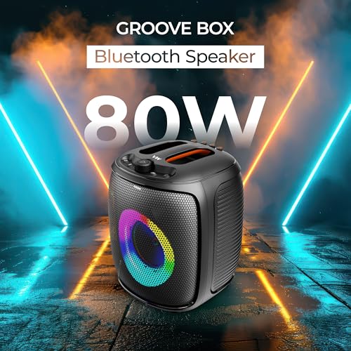 Image of VW Groove Box | Dynamic Light Show | 8 Hrs Playtime | 80 W Bluetooth Party Speaker (Black, Stereo Channel)