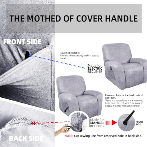 Image of ANARACHON Recliner Chair Covers Leather Like, 4 Pieces Recliner Cover for Recliner Chair, Soft Sofa Slipcover Furniture Protector Washable Sofa Cover for Pets Kids (Marbling)