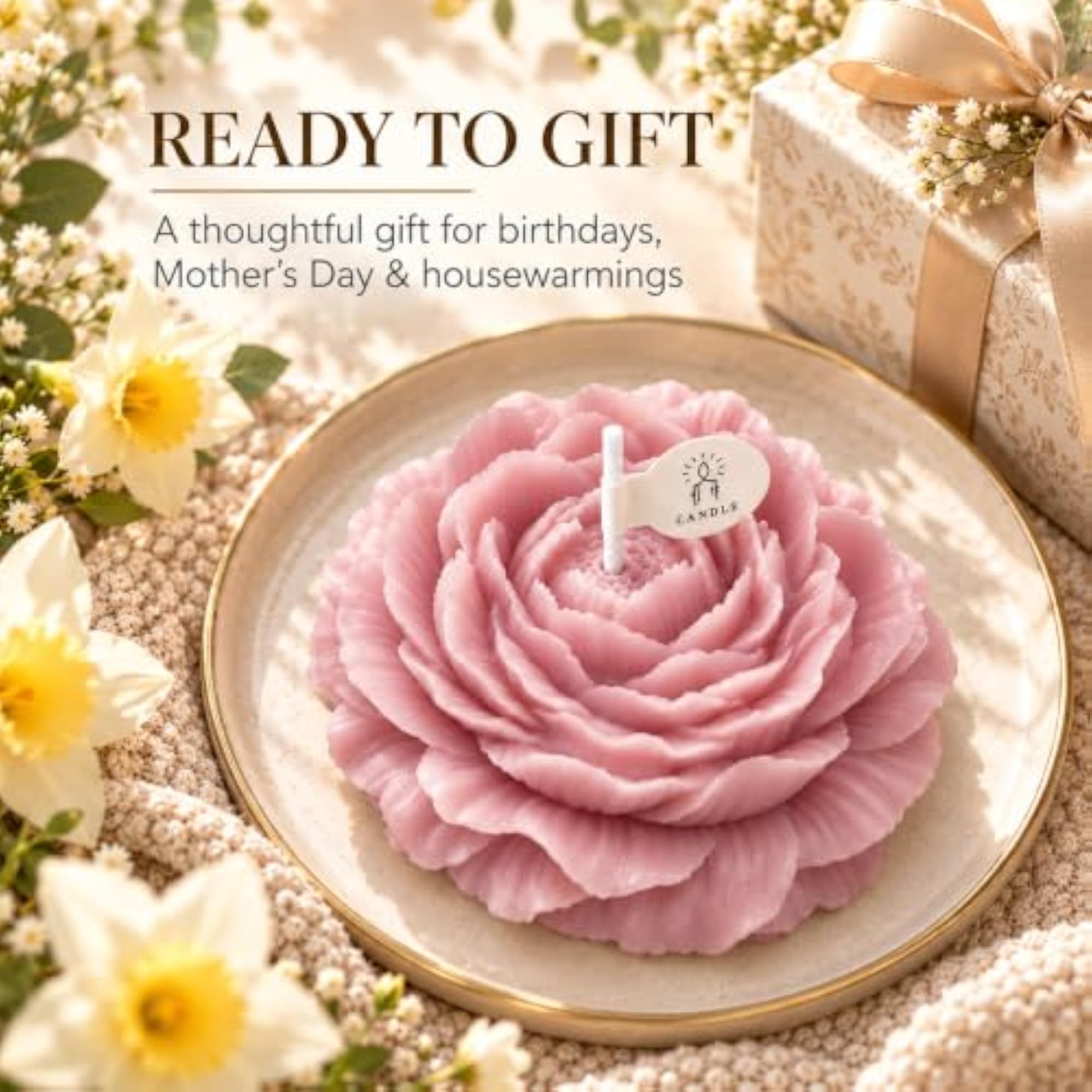 Peony Soy Wax Scented Candle, Daffodil, 3 Inch