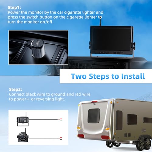 Image of eRapta 4 Wireless Backup Camera System with HD 2K 10-Inch Loop Recording Monitor, Quad Channels Full-Field Cameras IR Night Vision for Trailer /RV /Truck /Camper /Bus-AW104SL