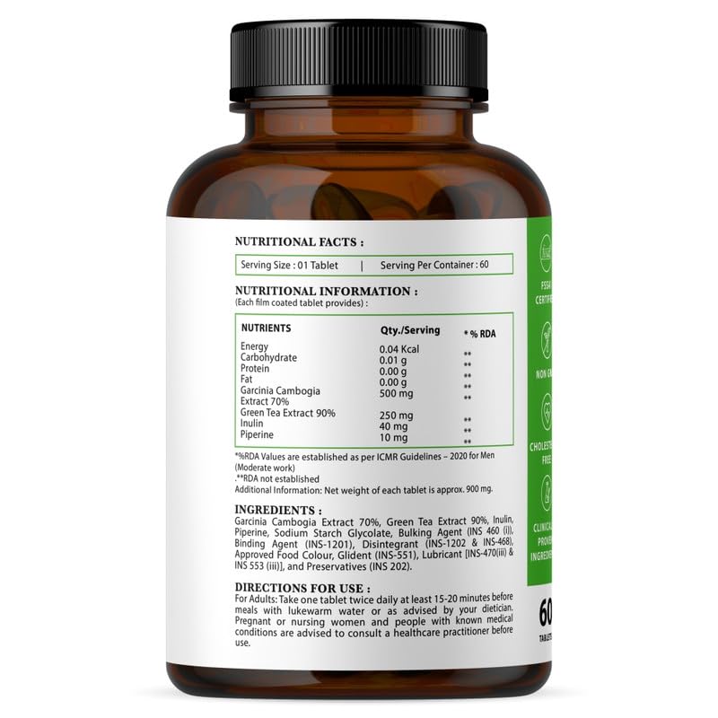 Buy Now Nirvasa Garcinia Cambogia Tablets (800Mg) With 70% Hca &Amp; Gre...