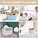 Happyiren Cute Woven Storage Basket with Handle, Baskets for Gifts Empty, Gift Baskets for Birthday Baby Shower Raffle Burr Fundraising, Decorative Organizer Box for Baby Toy Pet, 13