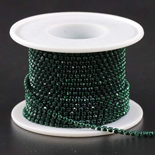 Jerler 10 Yards Crystal Rhinestone Trim SS6.5/2.0mm Close Chain for Sewing Crafts Ideal Wedding Party DIY Decoration