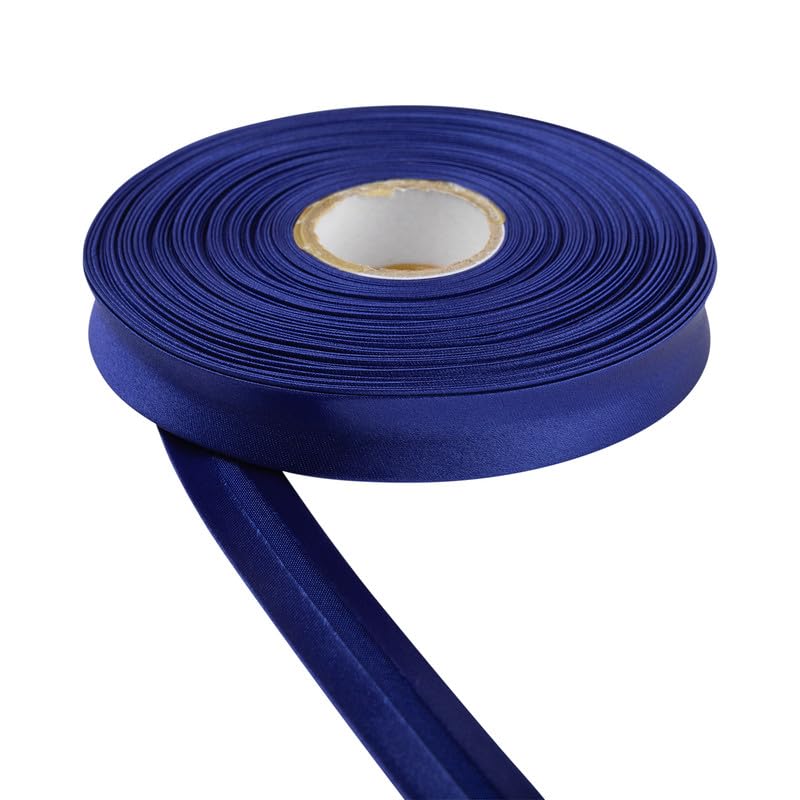 Satin Bias Binding Tape for Bunting Craft Art Piping Hemming Binding Seams Finishing Raw Edges DIY Garment and Trimming Sewing Quilting Apparel Decoration (Royal Blue,25m)