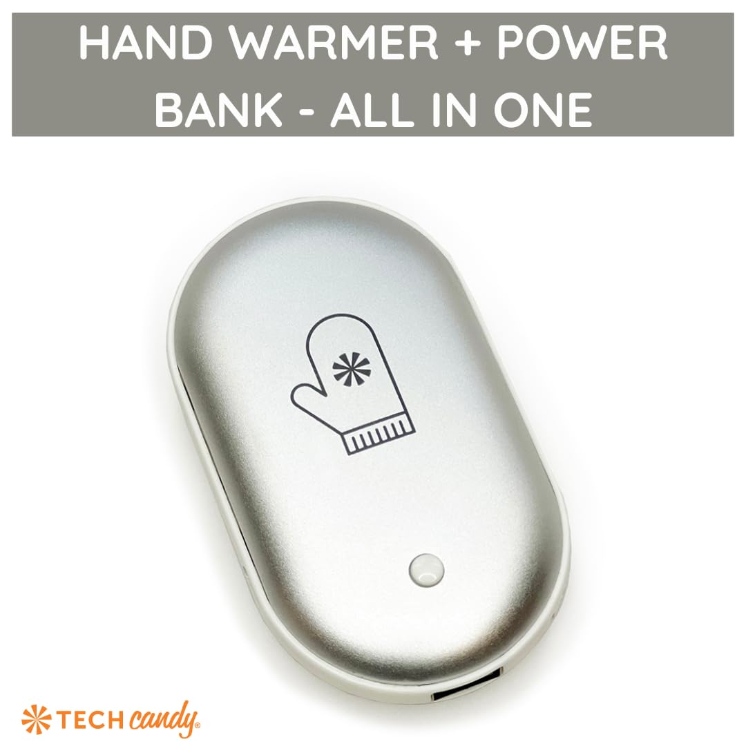 Tech Candy Smitten with This Emitten Hand Warmer + Power Bank - Keeps Hands Warm on Cold Days, Charges Your Phone, Double-Sided Heat, 3 LED Lights for Battery & Heat Status, Reaches Temp in Seconds
