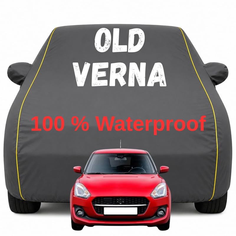 Image of Durable Full Body Waterproof Verna Car Cover | Premium Polyester Grey Cover | Custom Fit Vehicle Protection | UV Resistant, Dustproof, Scratch Resistant, Heat & Wind Protection