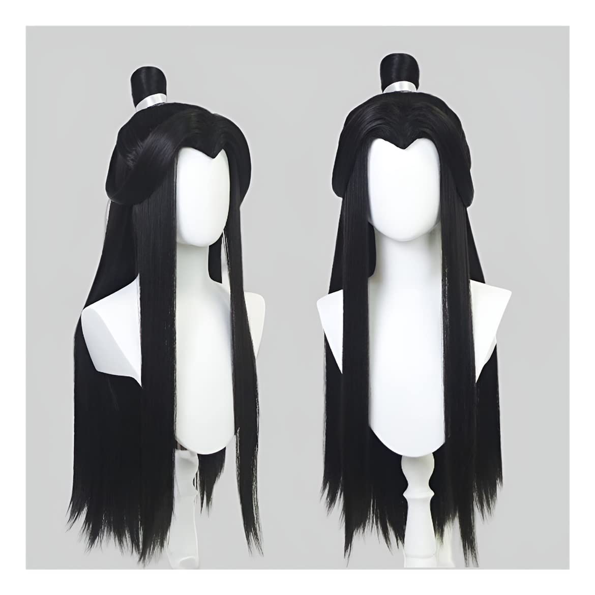 Anime Tian Guan Ci Fu Cosplay Xie Lian Wig Removable Bun Heaven Black Brown Straight Long Cosplay Synthetic Hair Halloween Carnival Party +Free Wig Cap