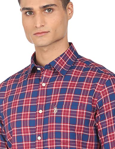 Image of U.S. POLO ASSN. Men's Cotton Checkered Regular Fit Button Down Shirt