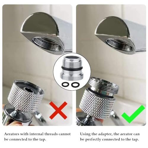 BlueXP 2 Stück Wasserhahn-Adapter M18-M22 Aussengewinde Wasserhahn Metall Wasserhahnadapter mit Gummidichtung für Badezimmer Küche Wasserreiniger