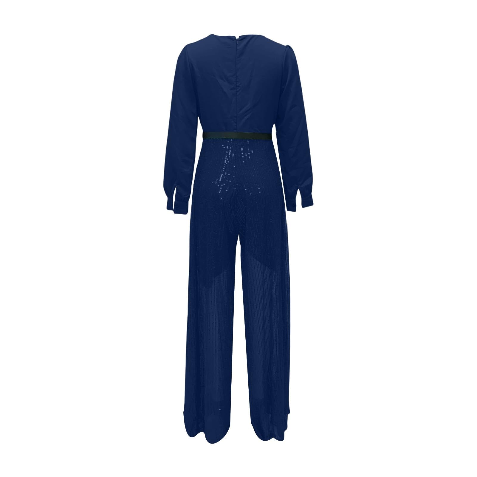 Vestido brillante para mujer, largo en V, vestido de cóctel, manga larga, vestido de fiesta, vestido de lentejuelas, con cinturón, corte ajustado, vestido de fiesta, elegante, vestido festivo, mono