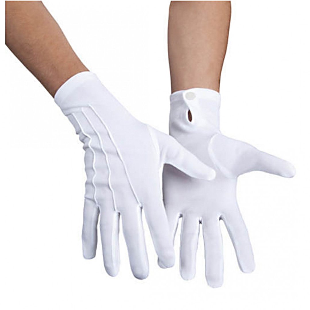 Festartikel Müller Damen Handschuhe mit Knopf Baumwolle Weiß Gr. S-M Fasching, 903.177.02 Fashion