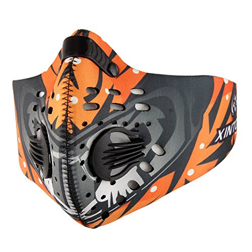 Preisvergleich Produktbild Staubmaske, Aktivkohle Staubmaske Fitnessmaske Gesicht Allergie-Maske Griffmaske Schutz vor Auspuff Pollen Anti-Pollen Allergie PM2.5 Staubmaske-Filter zum Laufen Radfahren Sking Orange