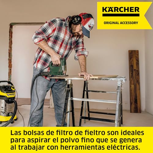 Miniatura 3 de Kärcher Bolsa De Filtro De Fieltro Kfi 489 Para Aspiradoras En Seco Y Húmedo De Kärcher, Potencia De Succión Duradera Al Aspirar Polvo Fino En Reformas Y Al Trabajar Con Herramientas Eléctricas