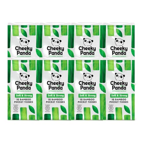 The Cheeky Panda Mouchoirs Paquet | 8 Paquets de 10 Mouchoirs en Bambou 3 Plis