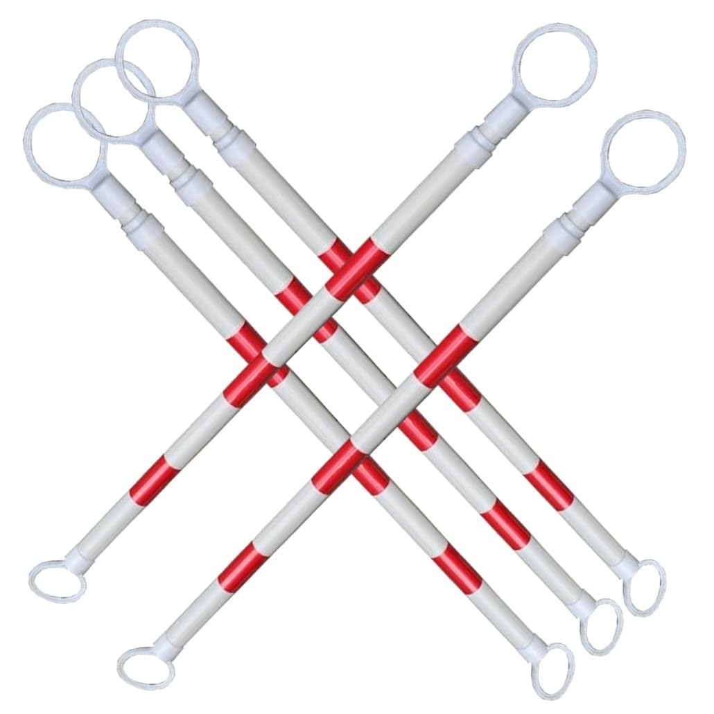 SGKOMN 16 Pcs Adjustable Traffic Cone Bar, 47-78 Inch Reflective Safety Barrier, Portable Red & White Temporary Security Divider for Traffic Control & Warning, Red and White-5pcs