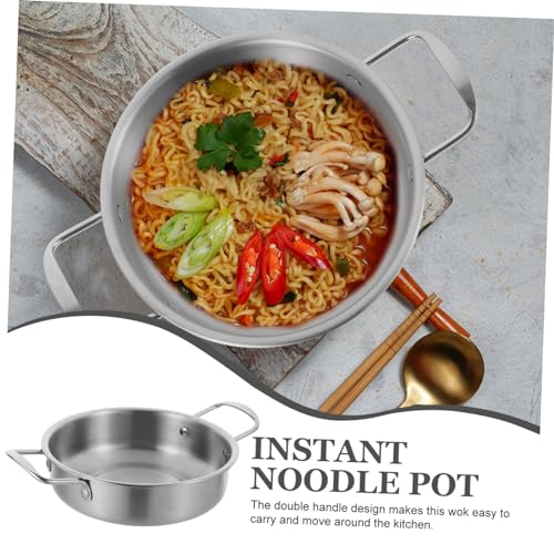 Wok de acero inoxidable con asas dobles para cocina miniatura 7