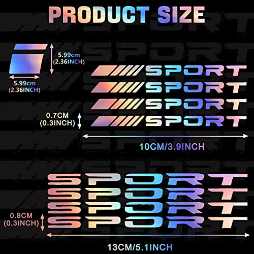 Image of Pincuttee 14pcs Car Decal Stickers,Wheel Rim Decal Sticker,Sport Logo Reflective Stickers,Sport Emblem Car Rear Bumper Sticker,Rear Mirror Decals for All Vehicles(Multi-Color,14PCS)