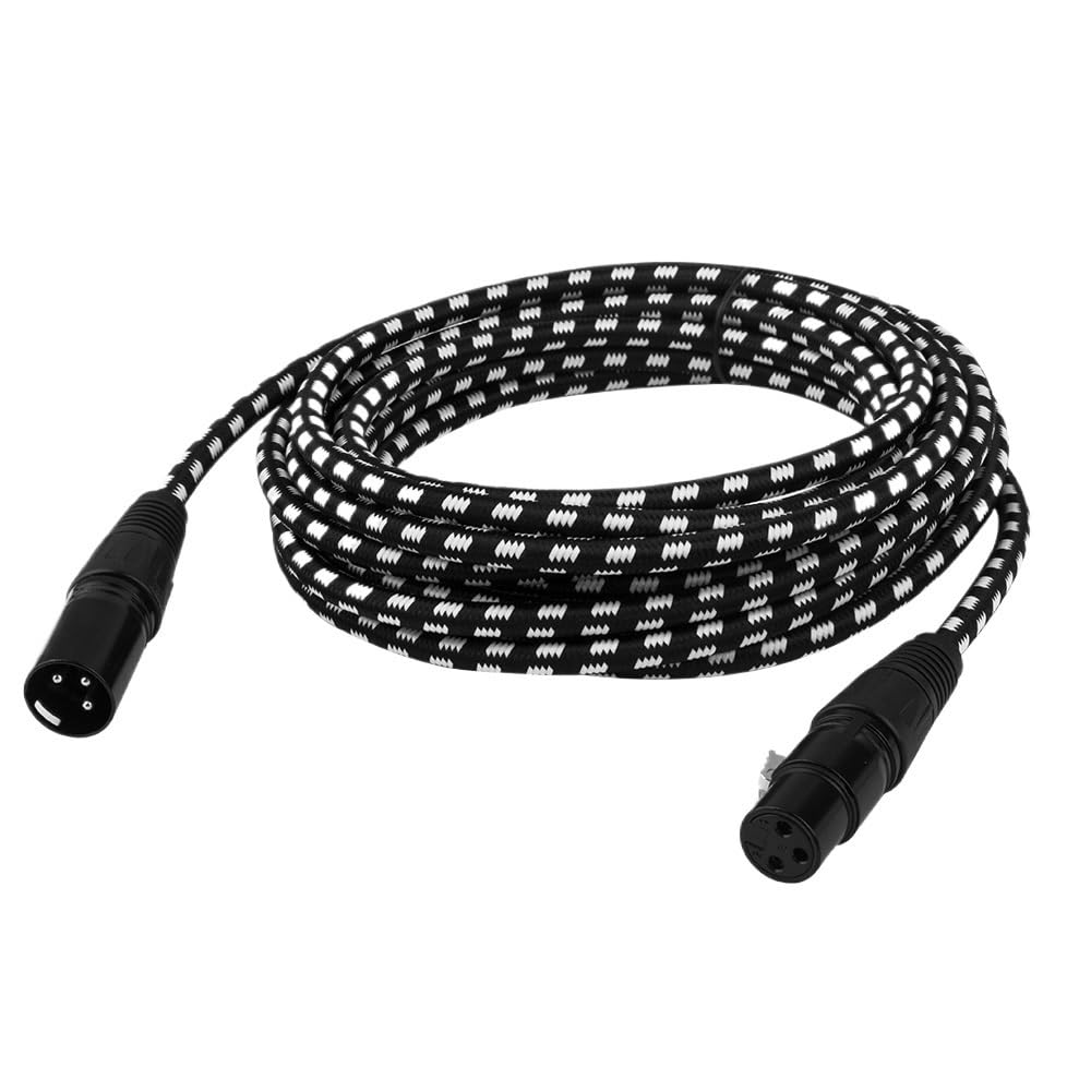 Textilgeflochtenes XLR-Kabel, Stecker auf Buchse, 3-polig, Ja-ck, mehrfach abgeschirmtes OFC-Kupfer für Mikrofon, Mischpult, 1 m, 2 m, 300 cm, 5 m, 10 m, 15 m, 20 m