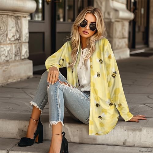 Image of Forchrinse Red Ladybug Cardigan for Women Causal Long Sleeve Open Front Cardigans Sweater Fashion 2024 Fall Coat with Pockets