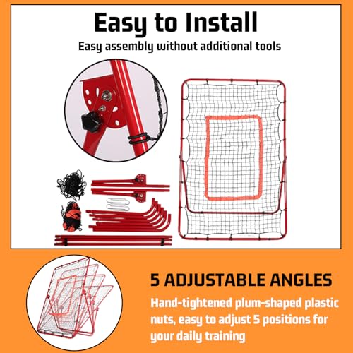 image for ikare 6x4 FT Pitch Back Baseball Rebounder, Adjustable Softball Bounce