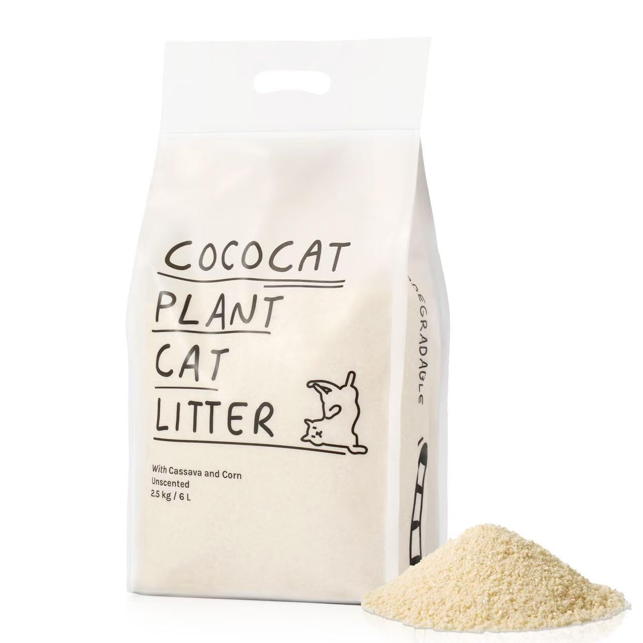 Cococat Cassava Cat Litter, Made for Automatic Litter Boxes (2.5kg/6L bag) Strong Clumping