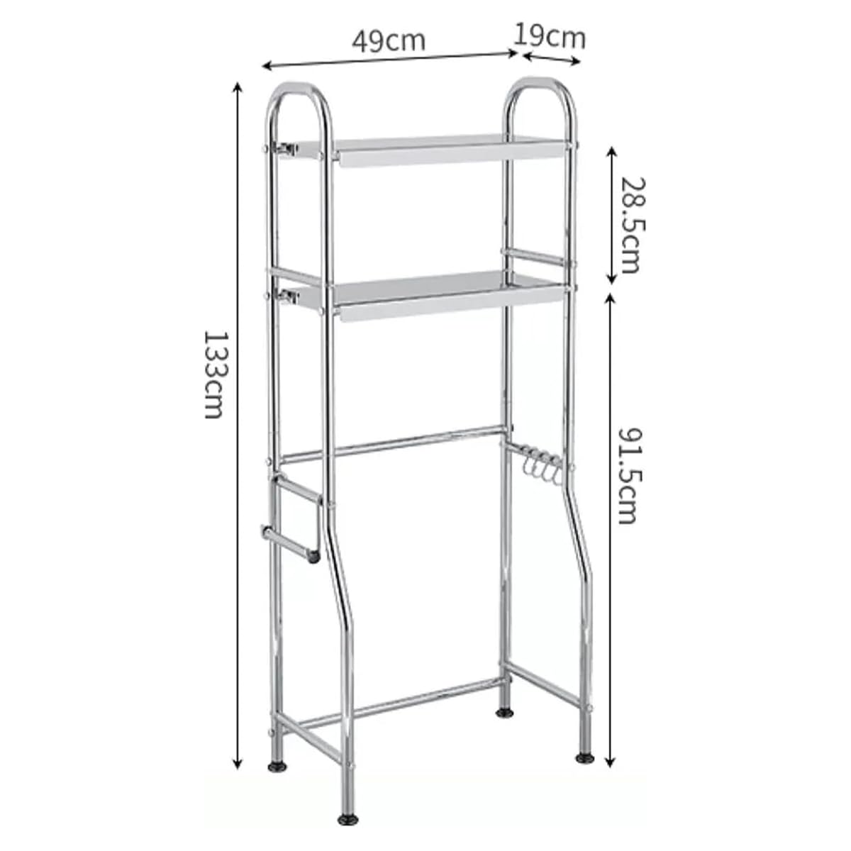 Badezimmer-Regal, 2-stöckig, freistehendes Aufbewahrungsregal für Toilette und Waschküche, platzsparend, schlankes Design, einfach zu montieren, vielseitiger Organizer für Zuhause