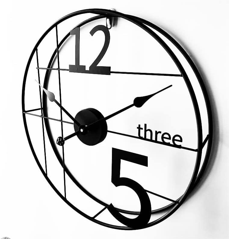 24-Inch Classic Black Wall Clock - Timeless Elegance for Home and Office Decor