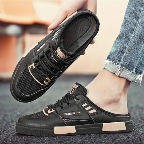 Mens Stylish Streetwear Hollow Out Mule Slippers - Comfortable Non-Slip Rubber Sole, Ventilated Breathable Design for Casual Ease - Ideal Footwear for Trendsetters4