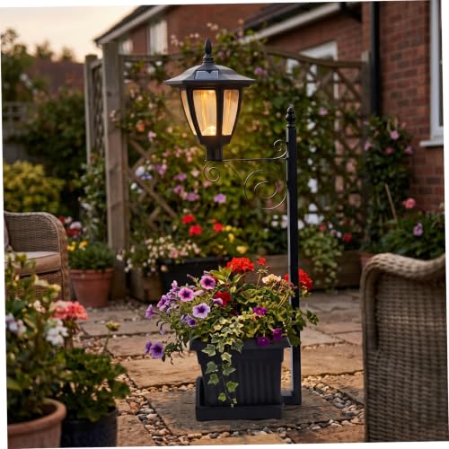 Lampe solaire d'extérieur double fonction avec pot de fleurs de 27 pouces